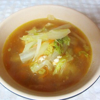 鶏ひき肉と白菜のにんにく味噌スープ